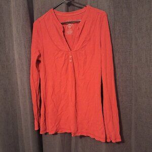 Ribbed V-Neck Henley Top (XL)